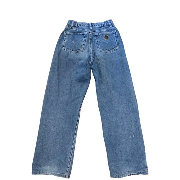 Moschino Jeans Blue Brass Peace Sign Button Fly Straight Leg 1990s | 29 ALTERED - Picture 4 of 11